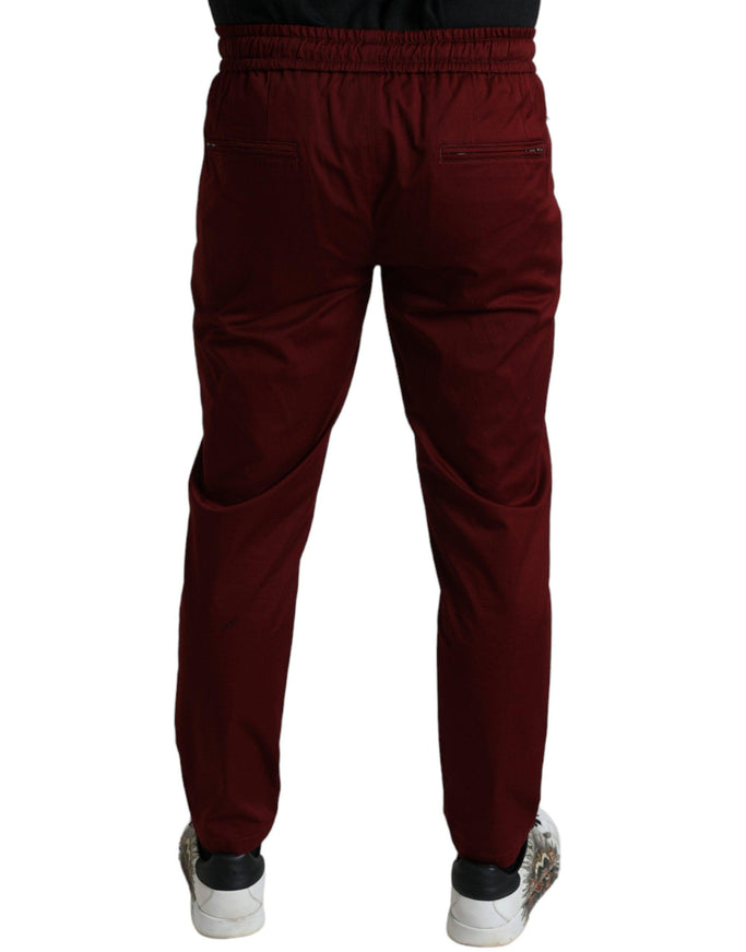 Dolce & Gabbana Maroon Jogging Cotton Stretch Men Jogger Pants - Ellie Belle