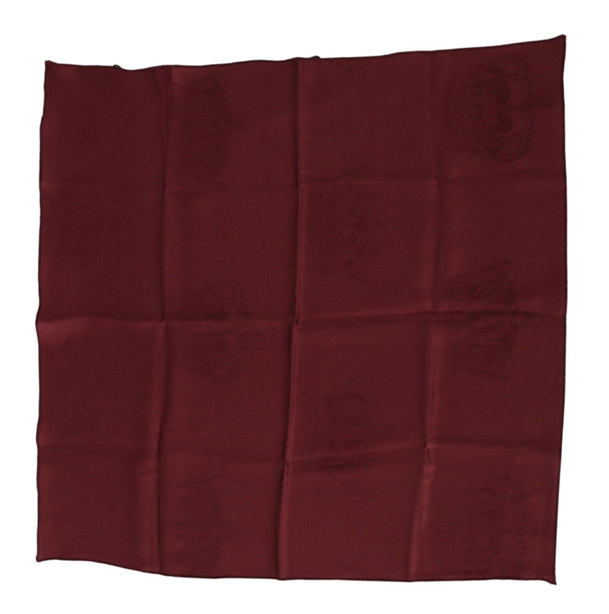 Dolce & Gabbana Maroon Silk Crown Square Wrap Handkerchief Scarf - Ellie Belle