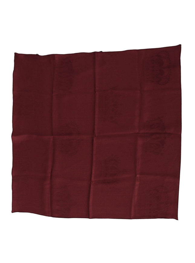 Dolce & Gabbana Maroon Silk Crown Square Wrap Handkerchief Scarf - Ellie Belle