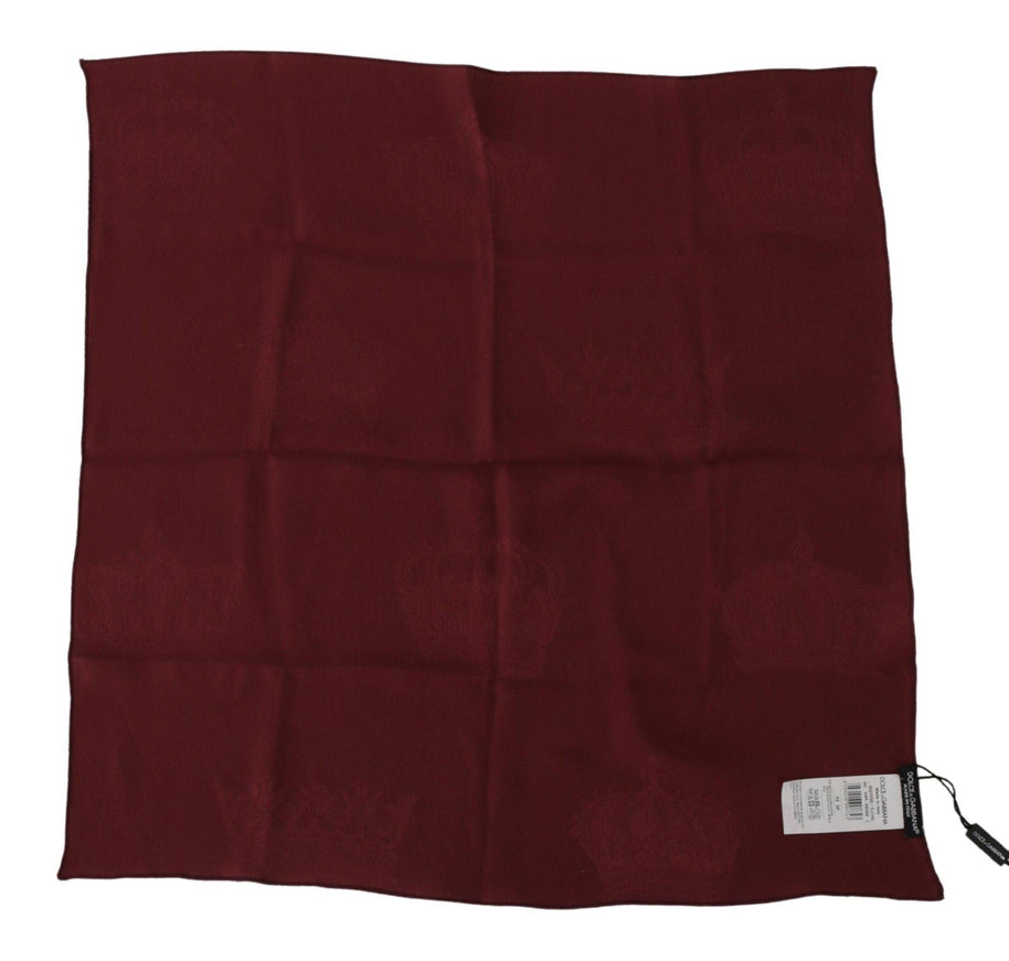 Dolce & Gabbana Maroon Silk Crown Square Wrap Handkerchief Scarf - Ellie Belle