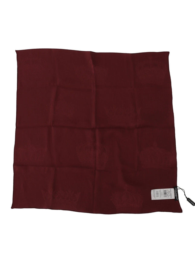 Dolce & Gabbana Maroon Silk Crown Square Wrap Handkerchief Scarf - Ellie Belle