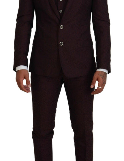 Dolce & Gabbana Maroon Single Breasted 3 Piece MARTINI Suit - Ellie Belle