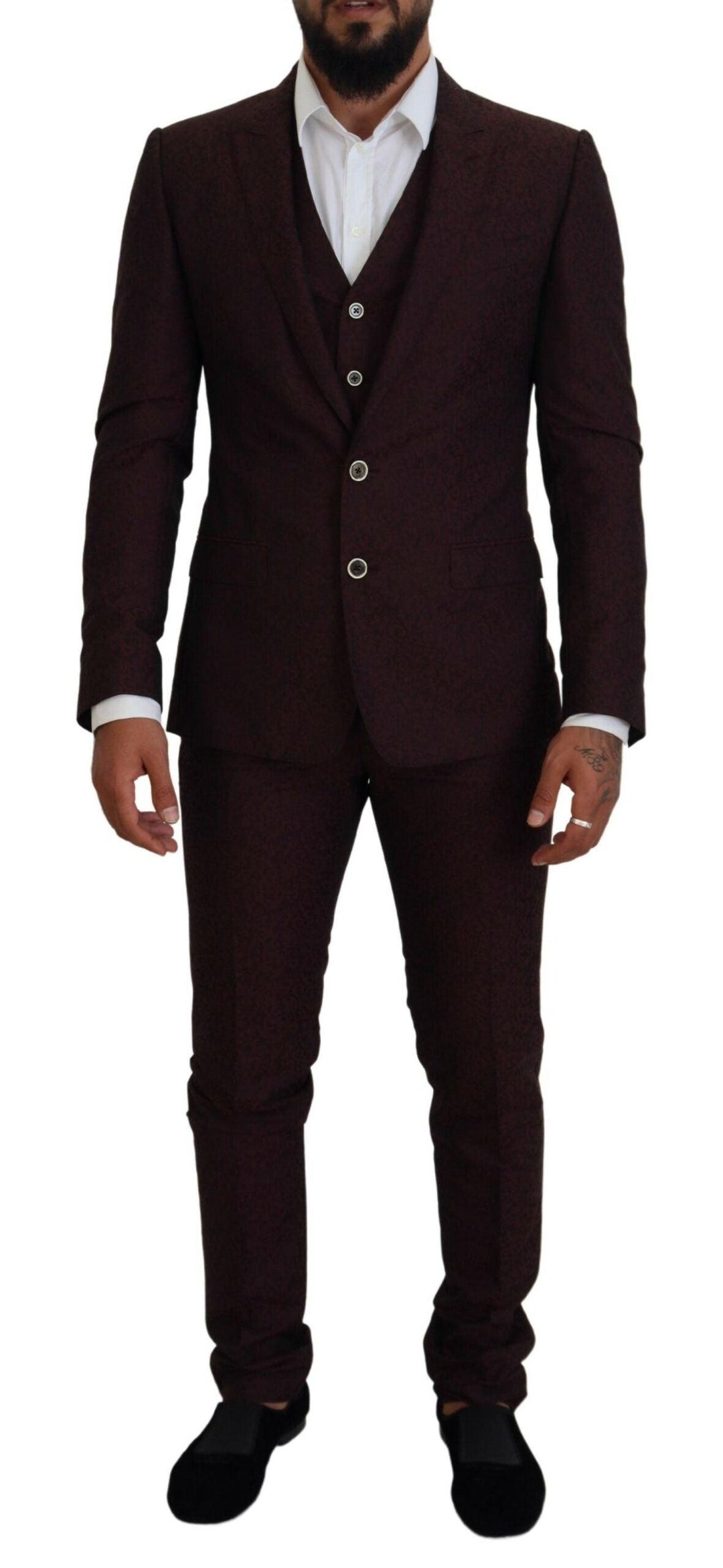 Dolce & Gabbana Maroon Single Breasted 3 Piece MARTINI Suit - Ellie Belle