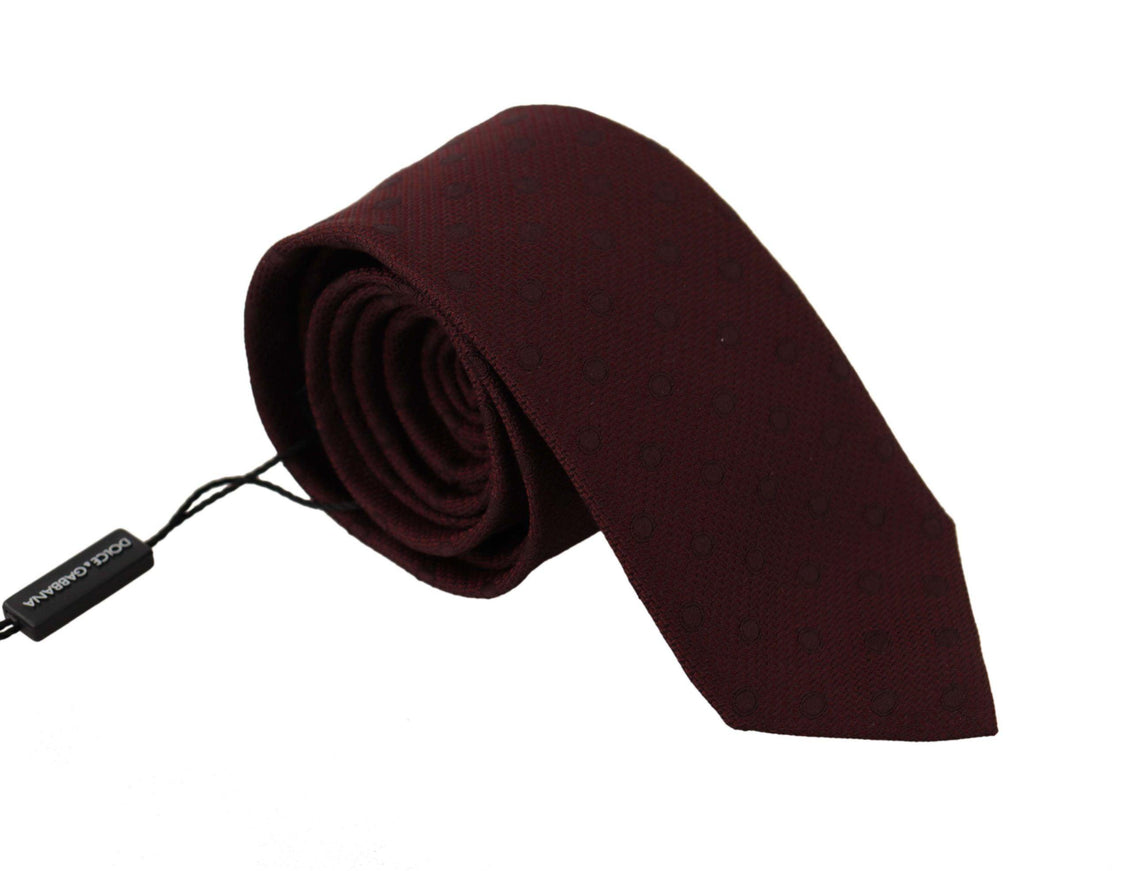 Dolce & Gabbana Maroon Solid 100% Silk Adjustable Necktie - Ellie Belle