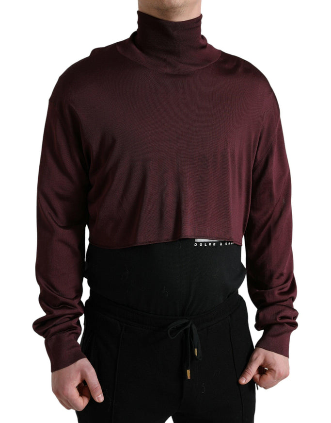 Dolce & Gabbana Maroon Viscose Turtleneck Pullover Sweater - Ellie Belle