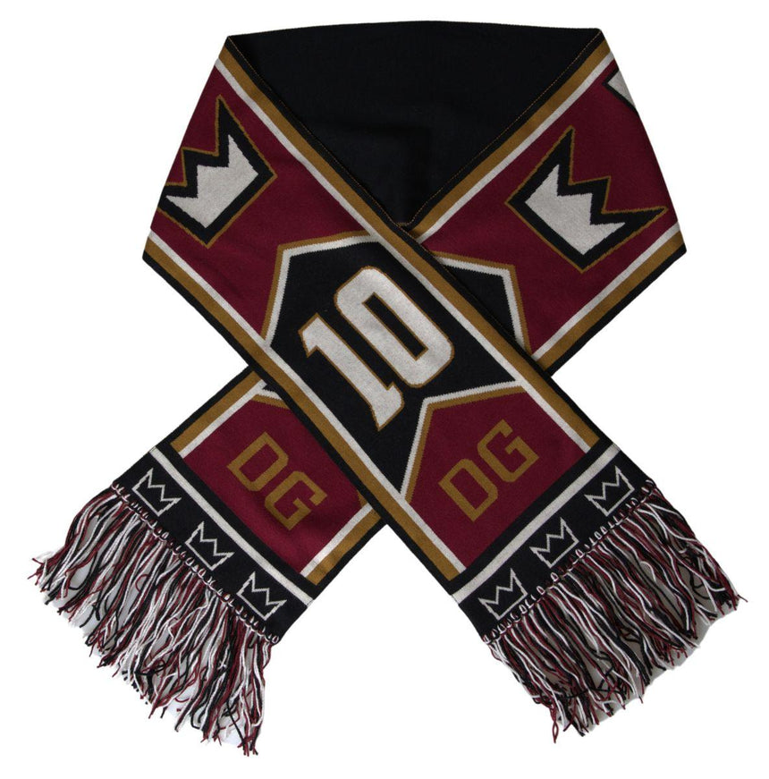 Dolce & Gabbana Maroon Wool Knitted Wrap Shawl Fringe Scarf - Ellie Belle