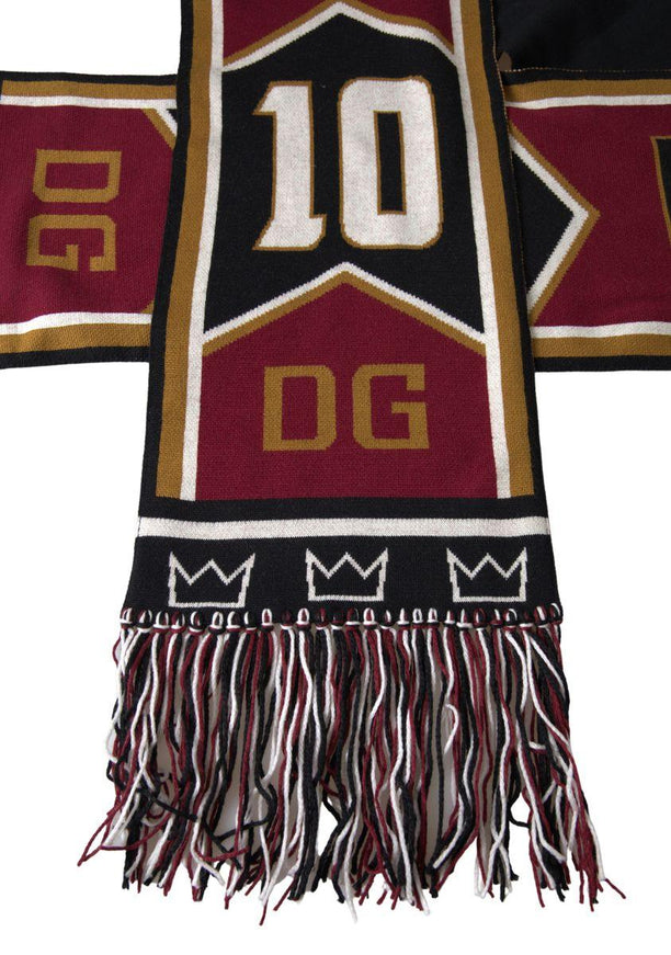 Dolce & Gabbana Maroon Wool Knitted Wrap Shawl Fringe Scarf - Ellie Belle