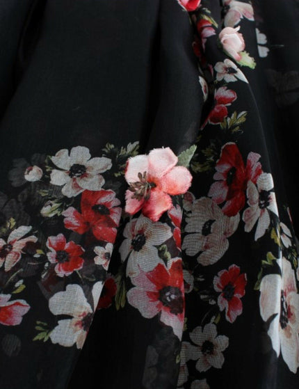 Dolce & Gabbana Masterpiece Black Floral print Silk Runway Dress - Ellie Belle