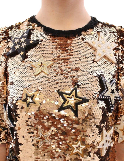 Dolce & Gabbana Masterpiece Gold Sequined Crystal Swarovski Dress - Ellie Belle