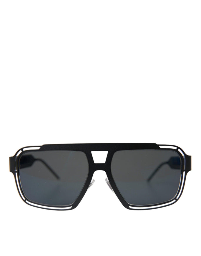 Dolce & Gabbana Matte Black DG2270 Logo Navigator Metal Frame Sunglasses - Ellie Belle