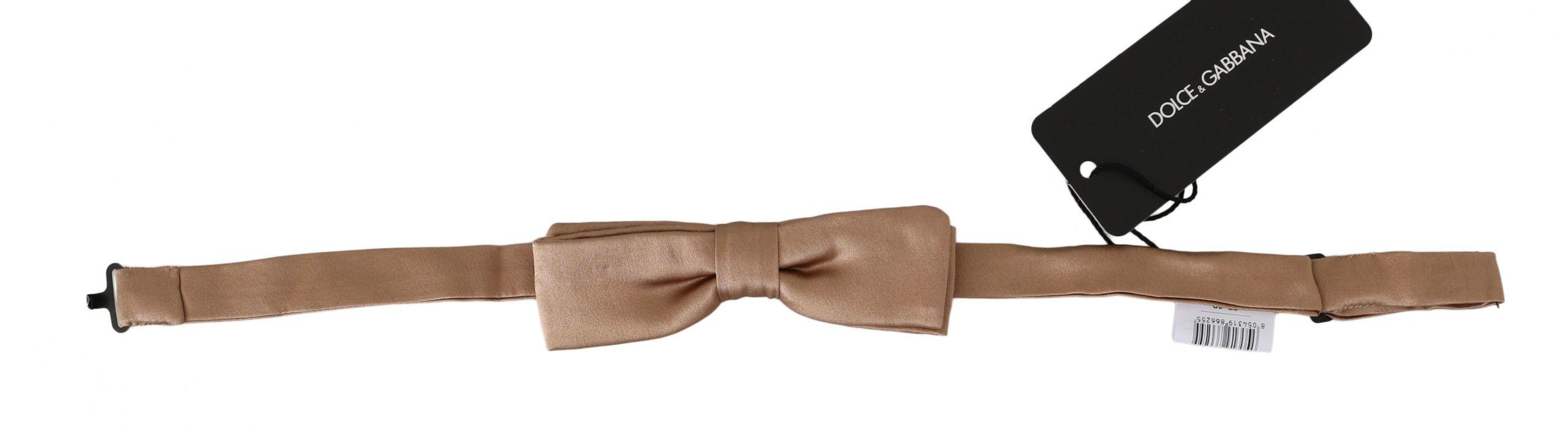 Dolce & Gabbana Men Beige 100% Silk Adjustable Neck Papillon Bow Tie - Ellie Belle