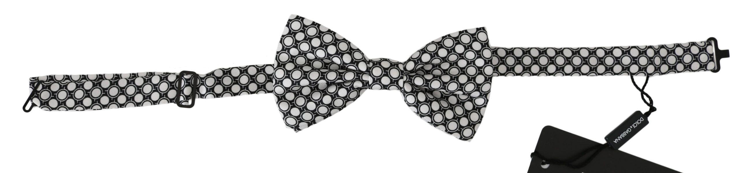 Dolce & Gabbana Men Black White Circles Adjustable Neck Papillon Bow Tie - Ellie Belle