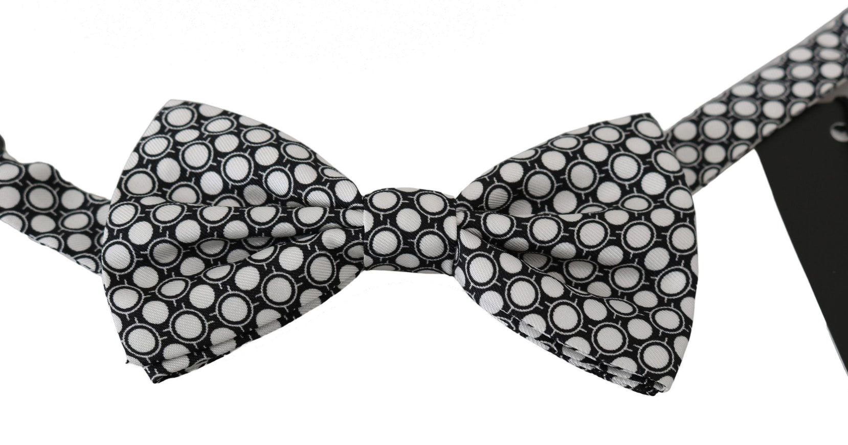 Dolce & Gabbana Men Black White Circles Adjustable Neck Papillon Bow Tie - Ellie Belle