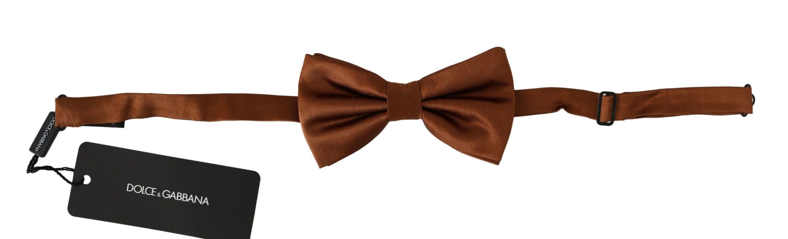 Dolce & Gabbana Men Brown 100% Silk Adjustable Neck Papillon Bow Tie - Ellie Belle