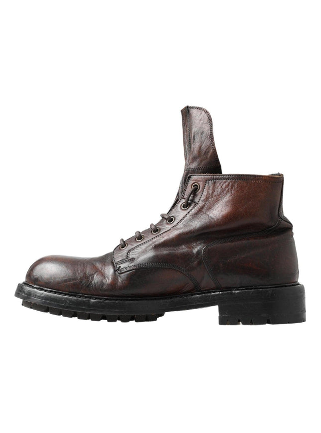 Dolce & Gabbana Men Brown Leather Ankle Boots Shoes - Ellie Belle