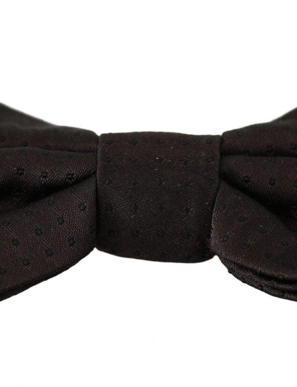 Dolce & Gabbana Men Brown Pattern Silk Adjustable Neck Papillon Bow Tie - Ellie Belle