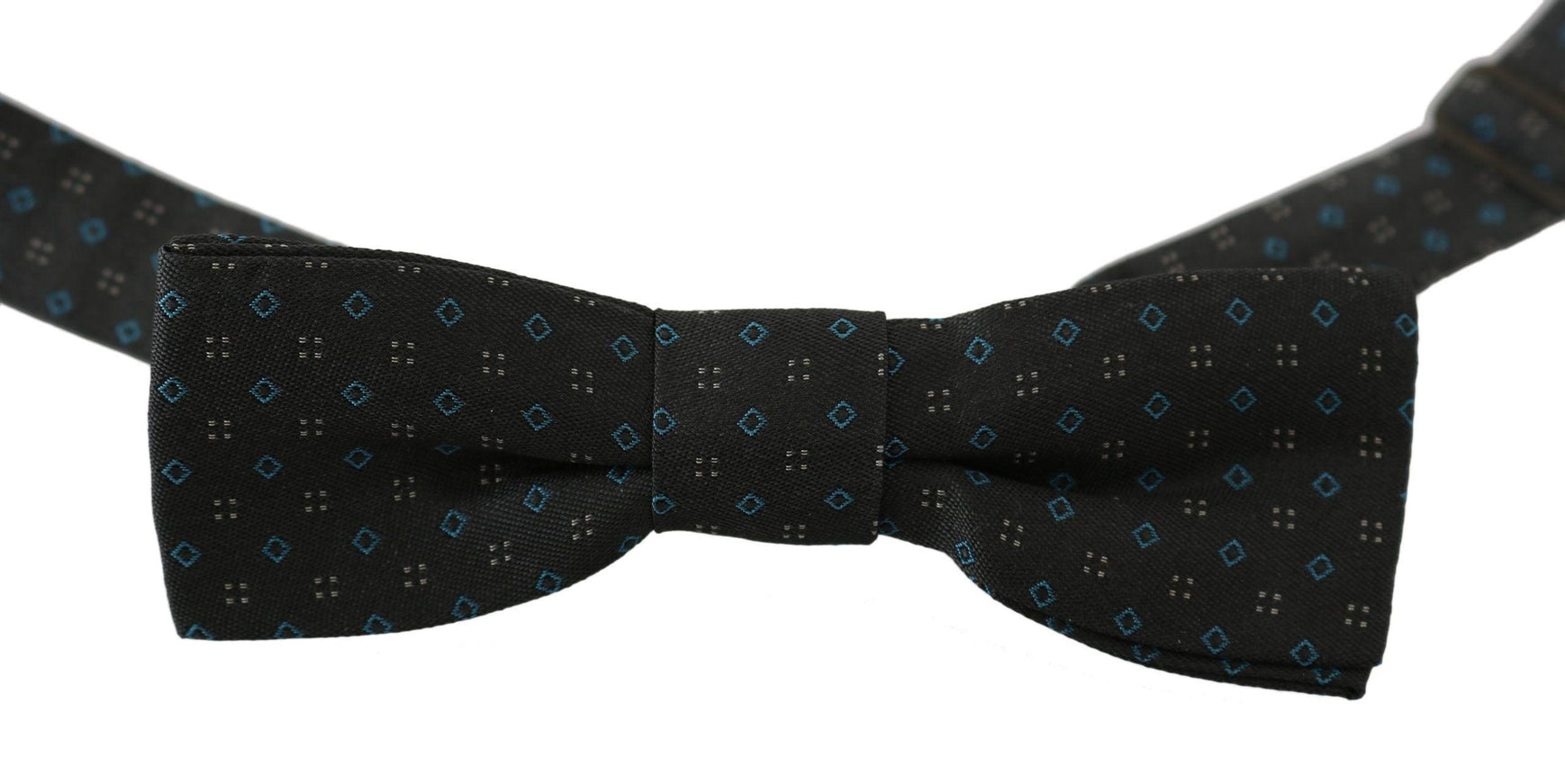 Dolce & Gabbana Men Gray Pattern Silk Adjustable Neck Papillon Bow Tie - Ellie Belle