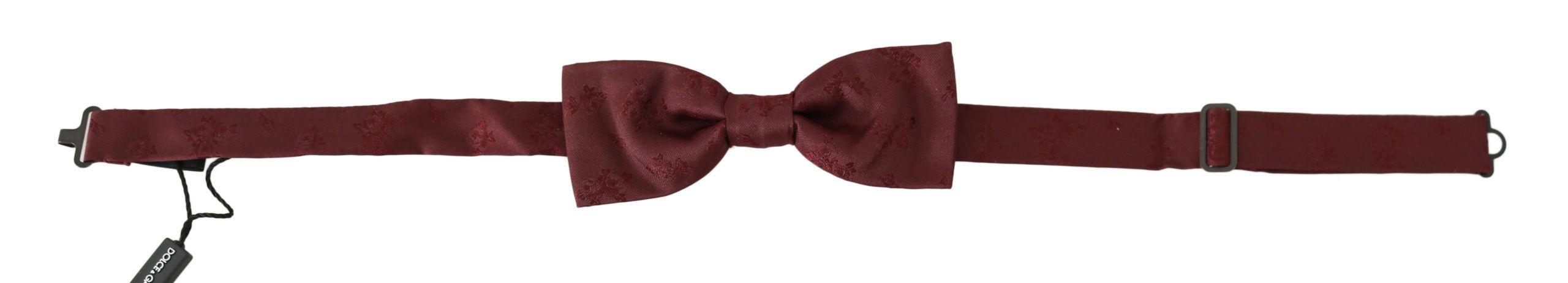 Dolce & Gabbana Men Maroon 100% Silk Faille Adjustable Men Neck Bow Tie - Ellie Belle