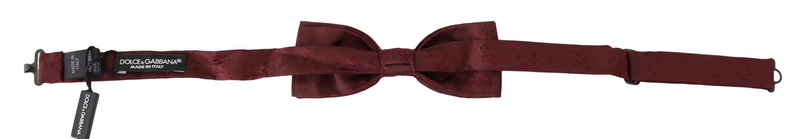 Dolce & Gabbana Men Maroon 100% Silk Faille Adjustable Men Neck Bow Tie - Ellie Belle