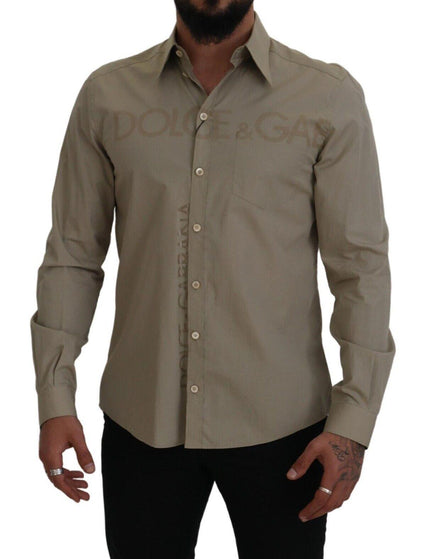 Dolce & Gabbana Men's Beige Cotton Long Sleeves Formal Shirt - Ellie Belle