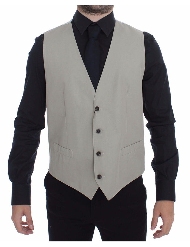 Dolce & Gabbana Men's Beige Cotton Silk Blend Vest Blazer - Ellie Belle