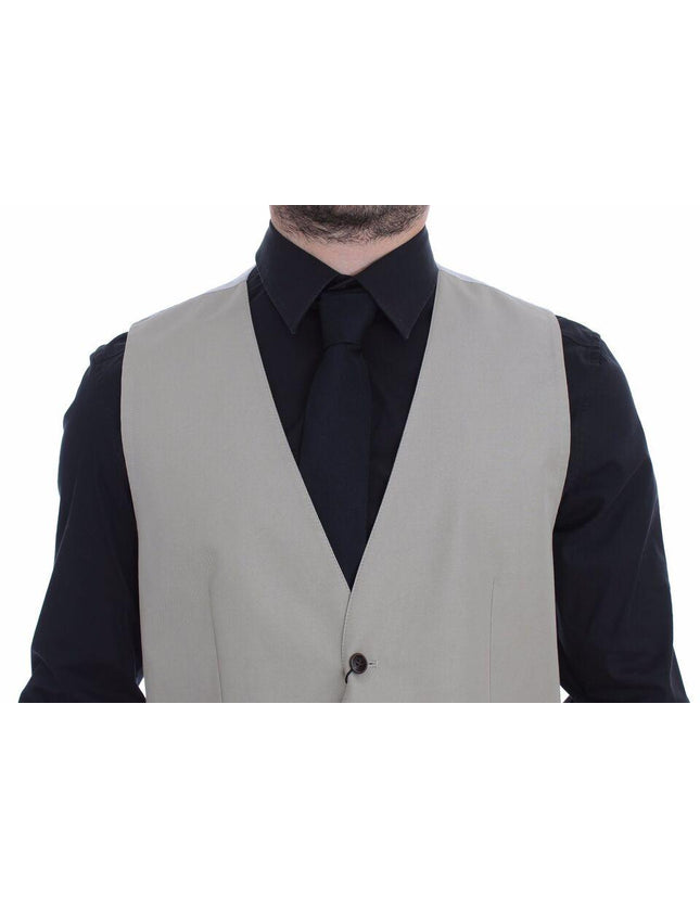 Dolce & Gabbana Men's Beige Cotton Silk Blend Vest Blazer - Ellie Belle