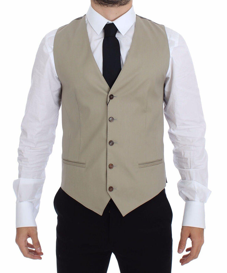 Dolce & Gabbana Men's Beige Cotton Vest Blazer Jacket - Ellie Belle