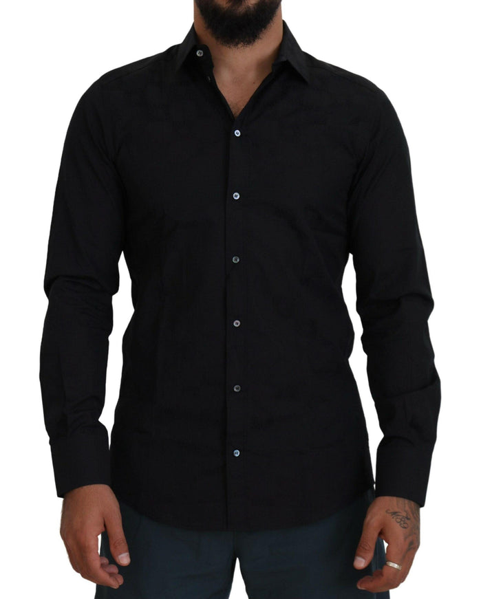 Dolce & Gabbana Men's Black Cotton Formal Martini Shirt - Ellie Belle