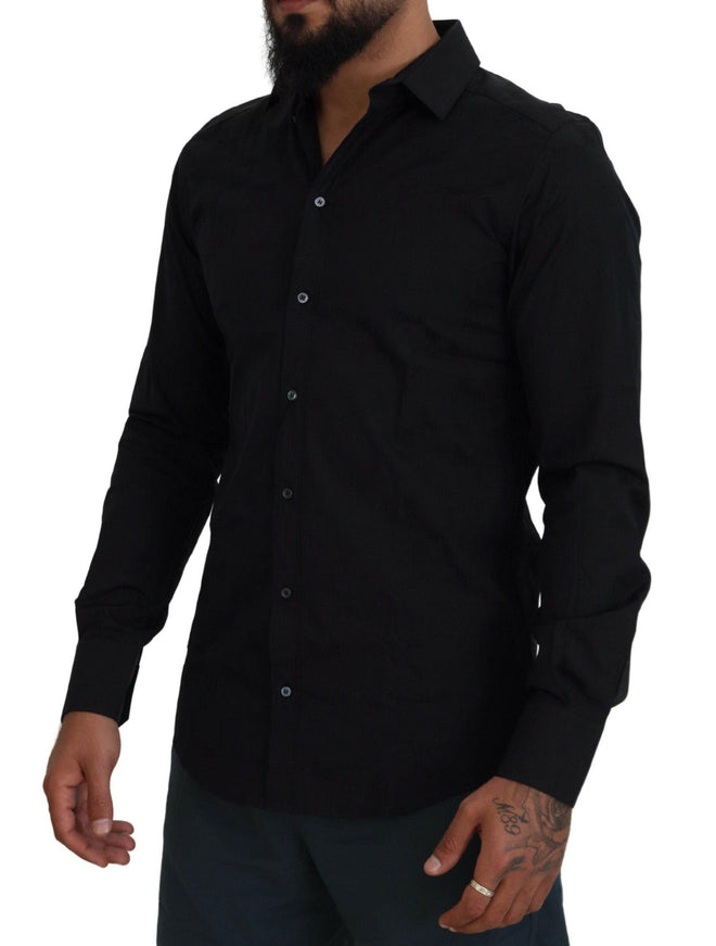 Dolce & Gabbana Men's Black Cotton Formal Martini Shirt - Ellie Belle