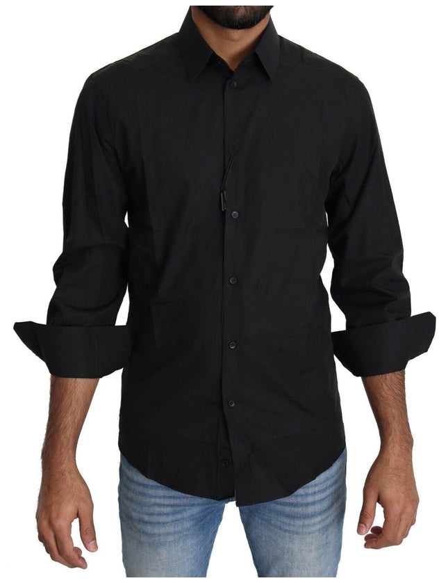 Dolce & Gabbana Men's Black Cotton Formal Top Shirt - Ellie Belle