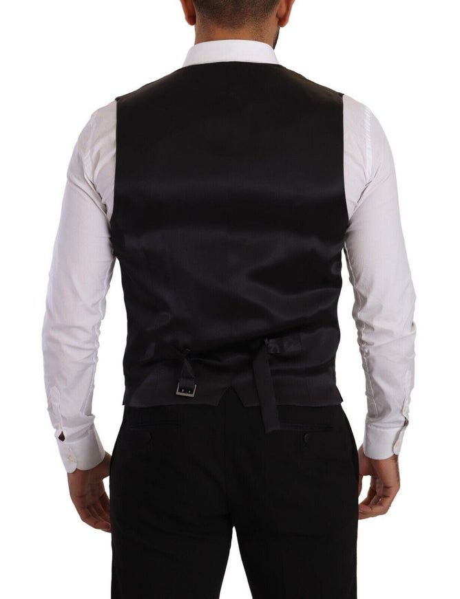 Dolce & Gabbana Men's Black Striped Wool Silk Waistcoat Vest - Ellie Belle