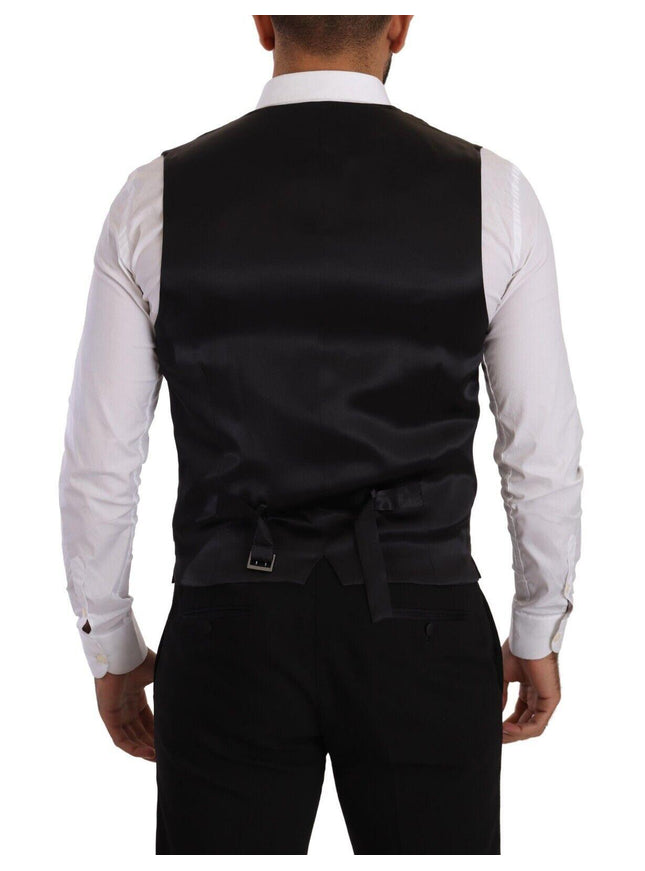 Dolce & Gabbana Men's Black Striped Wool Silk Waistcoat Vest - Ellie Belle