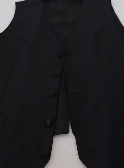 Dolce & Gabbana Men's Black Virgin Wool Waistcoat Formal Vest - Ellie Belle