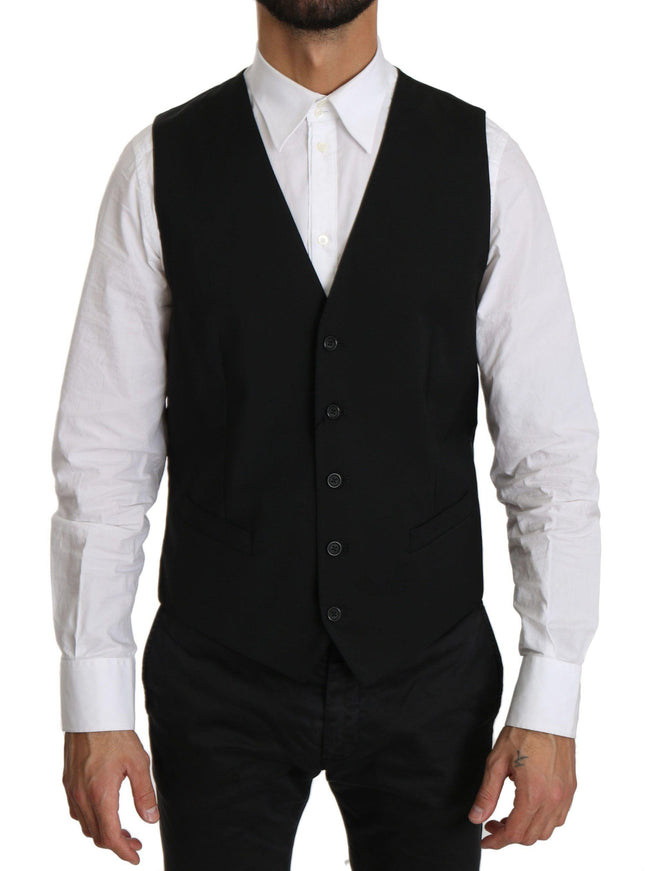 Dolce & Gabbana Men's Black Waistcoat Formal Gillet Staff Vest - Ellie Belle