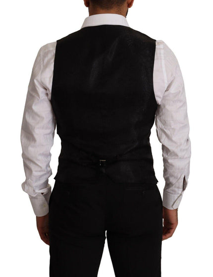Dolce & Gabbana Men's Black Wool Single Breasted Waistcoat Vest - Ellie Belle