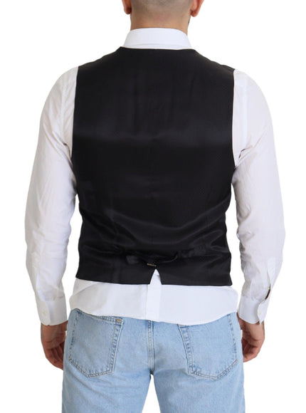 Dolce & Gabbana Men's Black Wool Stretch Waistcoat Formal Vest - Ellie Belle
