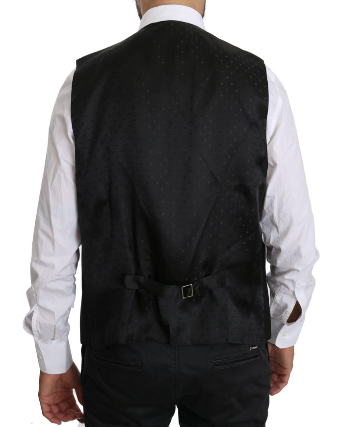 Dolce & Gabbana Men's Black Wool Waistcoat Formal Gilet Vest - Ellie Belle