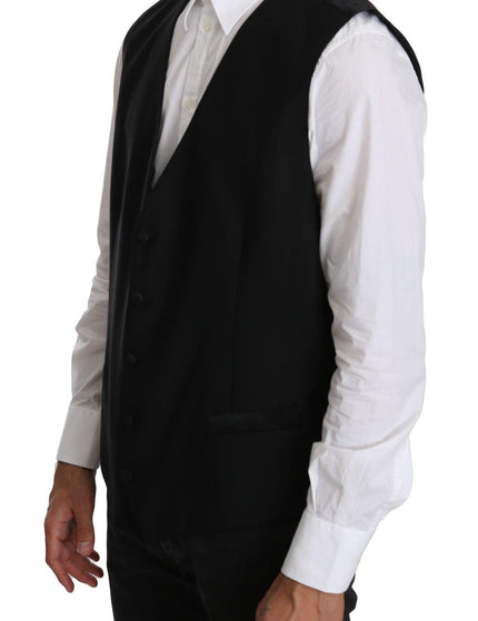 Dolce & Gabbana Men's Black Wool Waistcoat Formal Gilet Vest - Ellie Belle