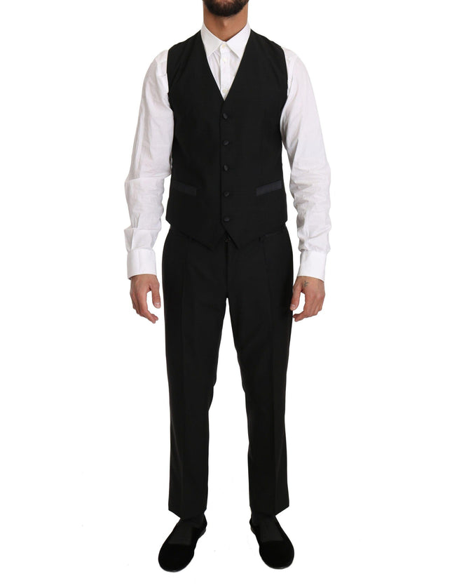 Dolce & Gabbana Men's Black Wool Waistcoat Gillet Vest - Ellie Belle