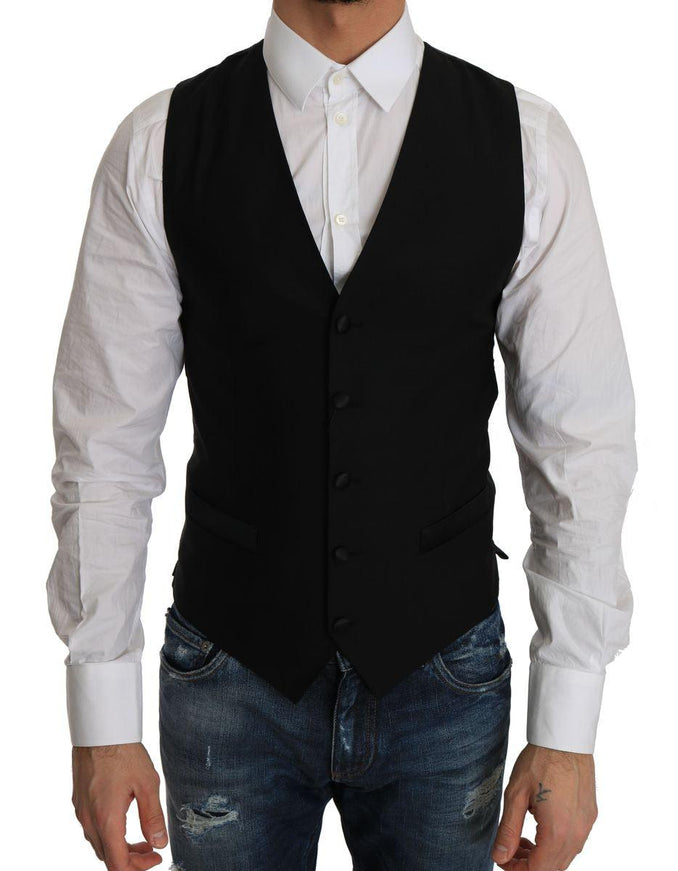 Dolce & Gabbana Men's Black Wool Waistcoat Vest - Ellie Belle