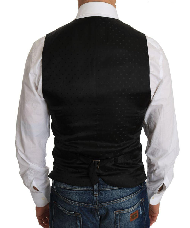 Dolce & Gabbana Men's Black Wool Waistcoat Vest - Ellie Belle