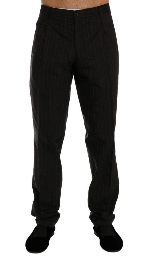 Dolce & Gabbana Men's Brown Striped Cotton Formal Pants - Ellie Belle