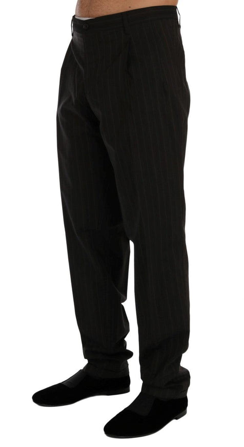 Dolce & Gabbana Men's Brown Striped Cotton Formal Pants - Ellie Belle