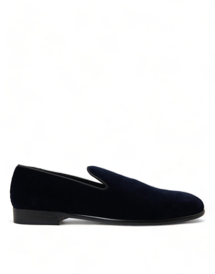 Dolce & Gabbana Men's Navy Velvet Formal Loafers Shoes - Ellie Belle