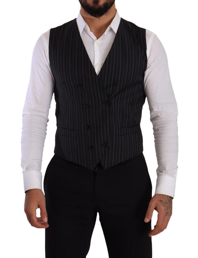 Dolce & Gabbana Men's Striped Double Breasted Waistcoat Vest - Ellie Belle