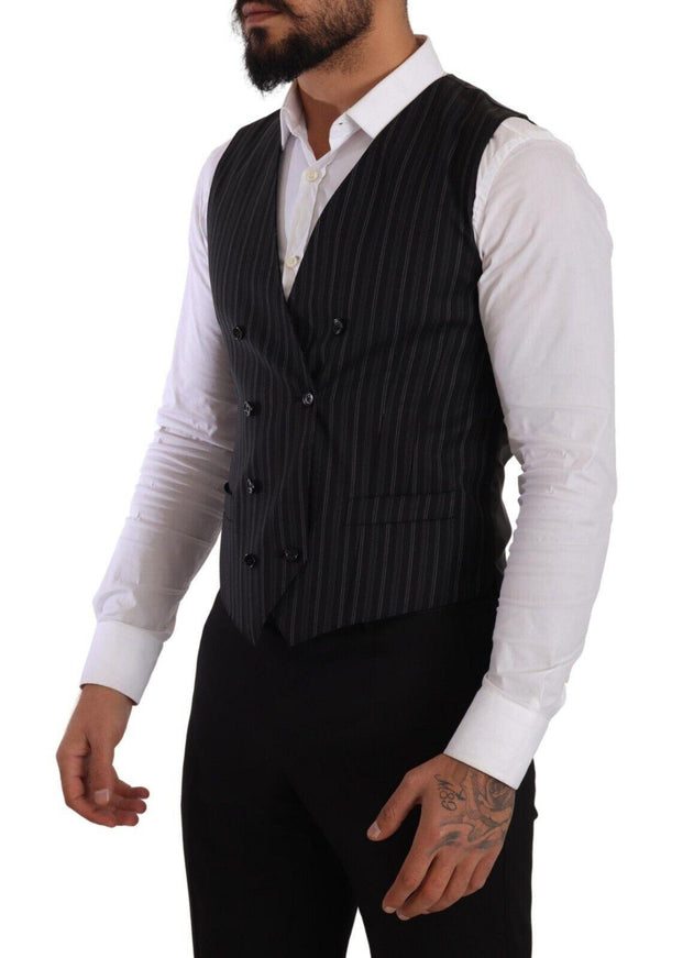 Dolce & Gabbana Men's Striped Double Breasted Waistcoat Vest - Ellie Belle