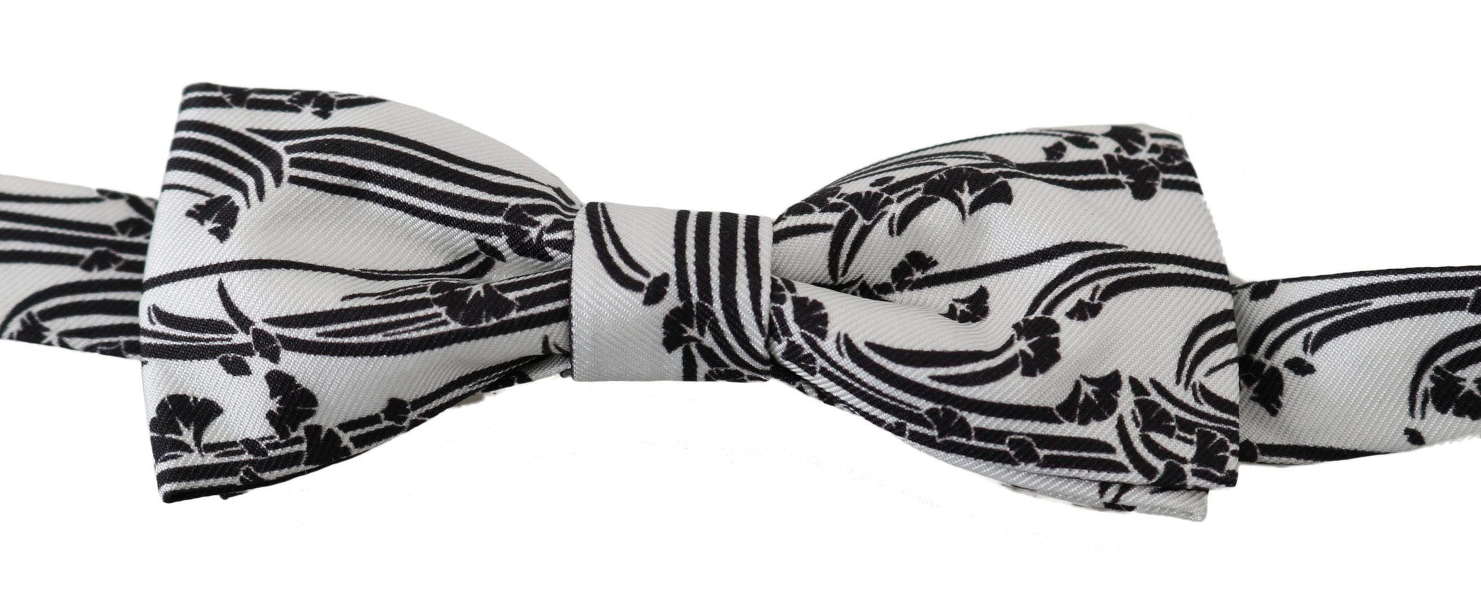 Dolce & Gabbana Men White Pattern Silk Adjustable Neck Papillon Bow Tie - Ellie Belle