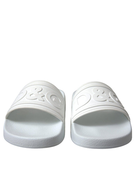 Dolce & Gabbana White Rubber Sandals Slippers Beachwear Men Shoes - Ellie Belle