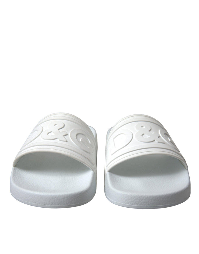 Dolce & Gabbana White Rubber Sandals Slippers Beachwear Men Shoes - Ellie Belle