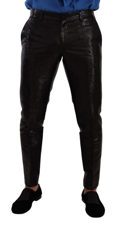 Dolce & Gabbana Metallic Black Wool Skinny Dress Pants - Ellie Belle